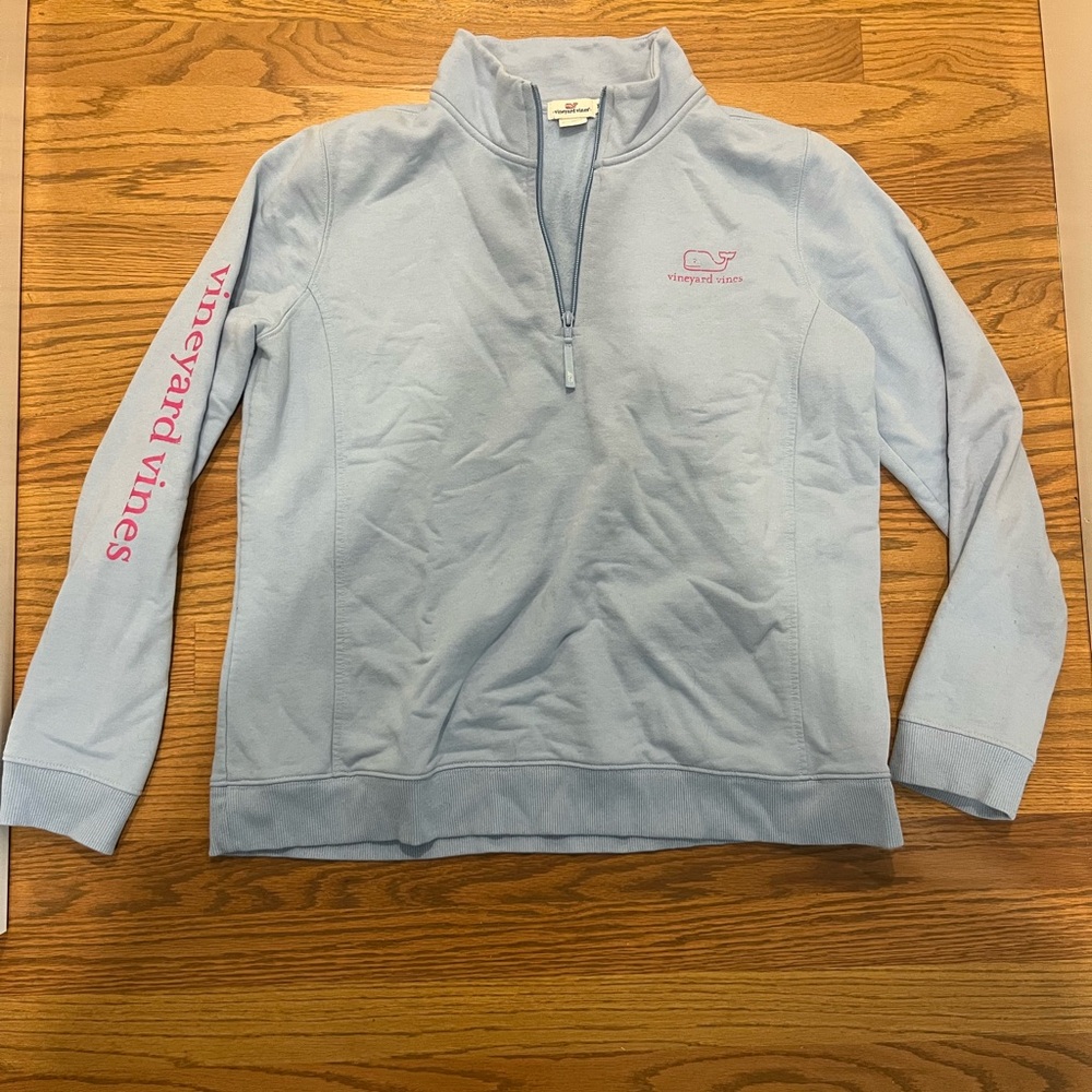 Vineyard Vines Kids Light Blue Quarter-Zip Sweater
